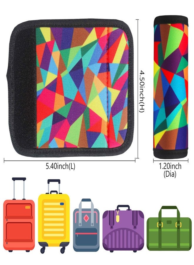 GOWRAPS Luggage Handle Wrap 2 Pack Luggage Handle Wraps for Suitcase Bright Neoprene Luggage Handle Covers/Extender/Identifiers-Travel Accessories Must Haves (Geometry-2 Pack) - Image 2
